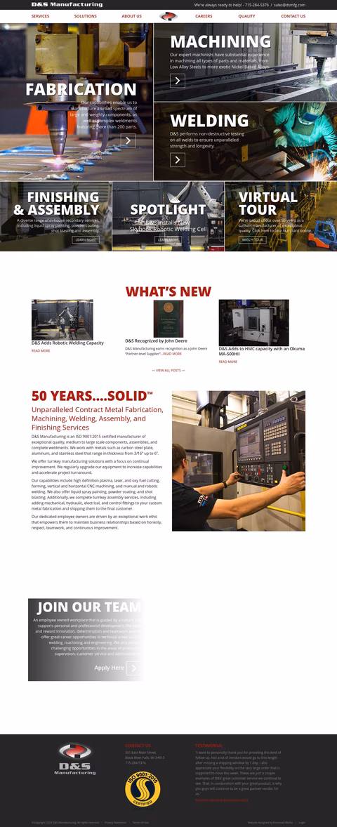 D S Manufacturing Homepage 1440px