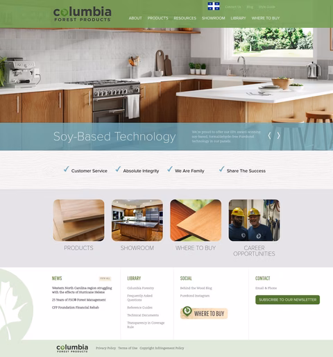 Columbia Forest Products Homepage 1440px
