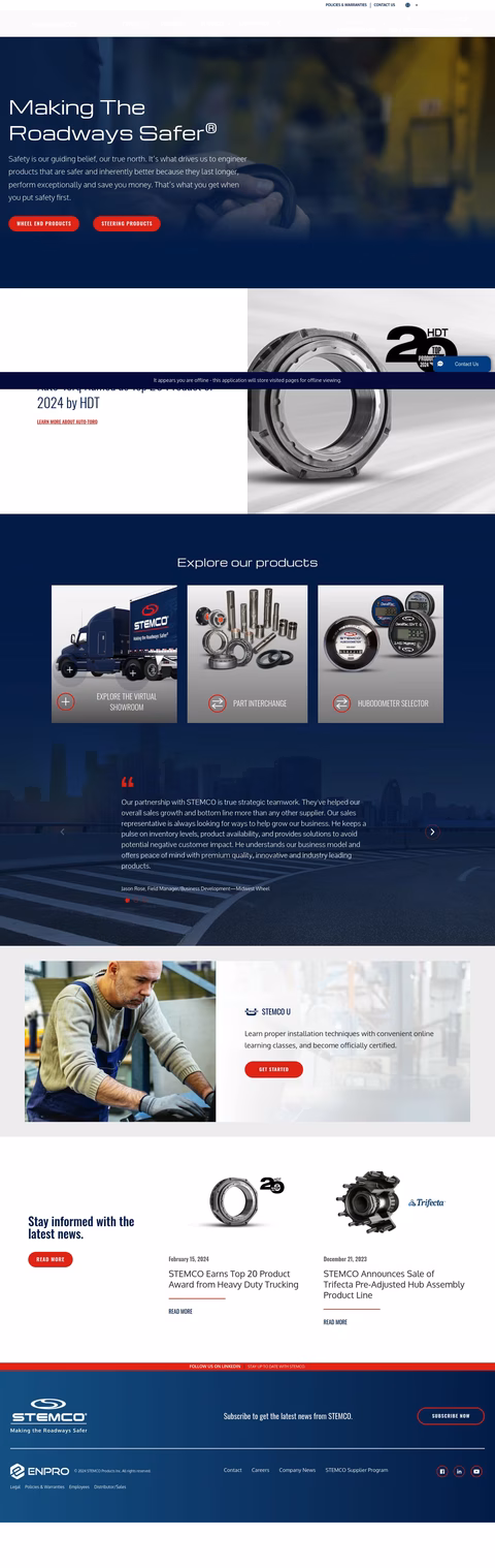 Stemco Products Homepage 1440px