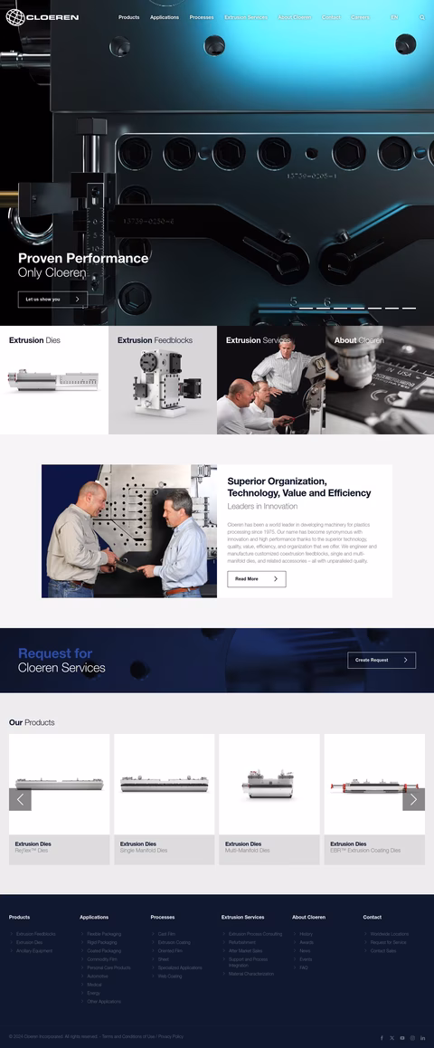 Cloeren Incorporated Homepage 1440px