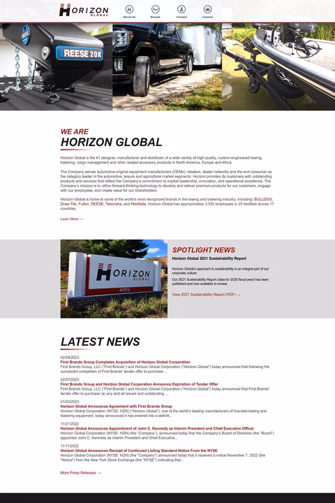 Horizon Global Homepage 1440px