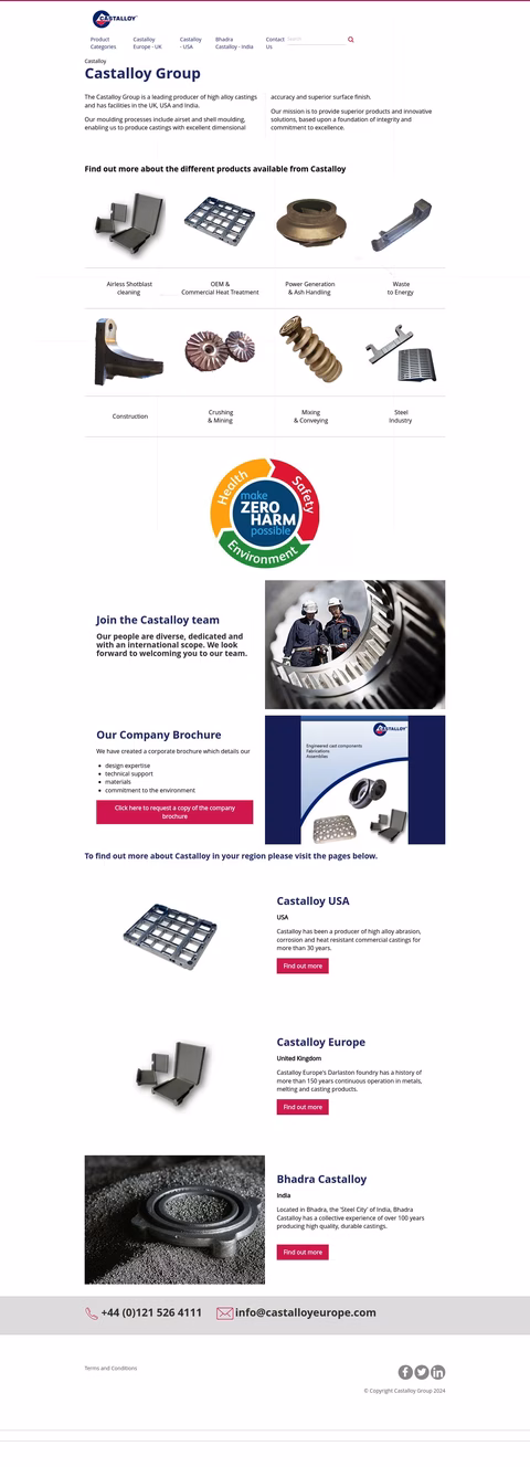 Castalloy Group Homepage 1440px