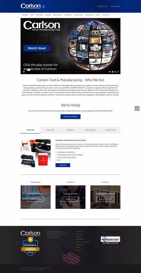 Carlson Tool Manufacturing Homepage 1440px