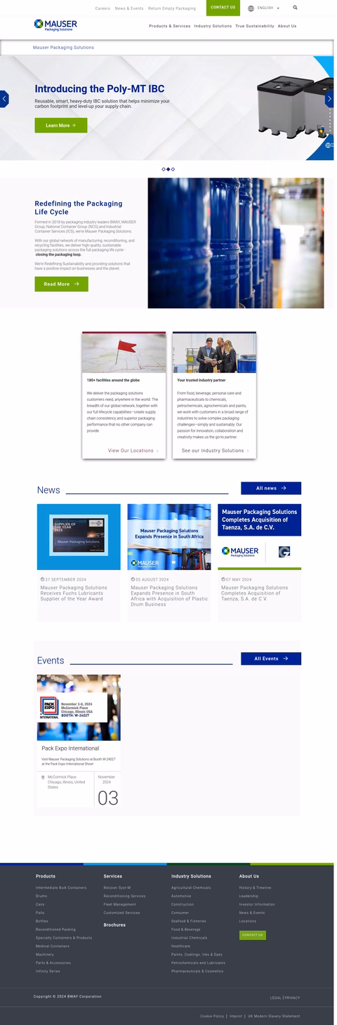 Mauser Packaging Solutions Homepage 1440px