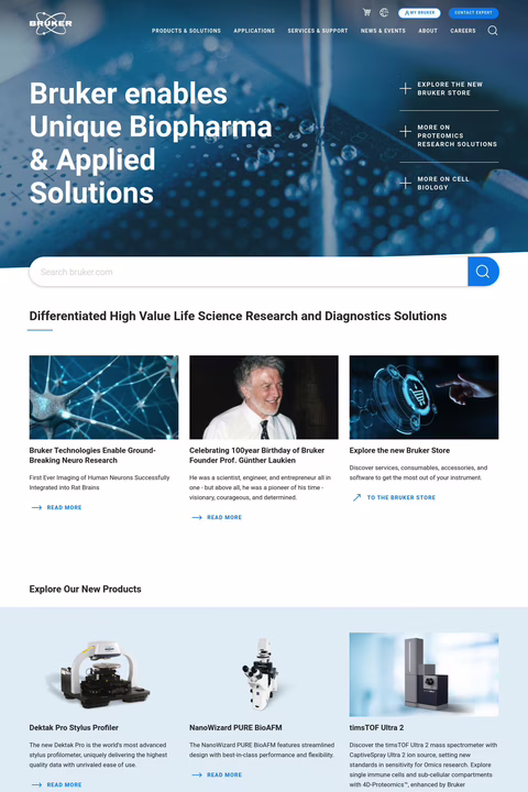 Bruker Corporation Homepage 1440px