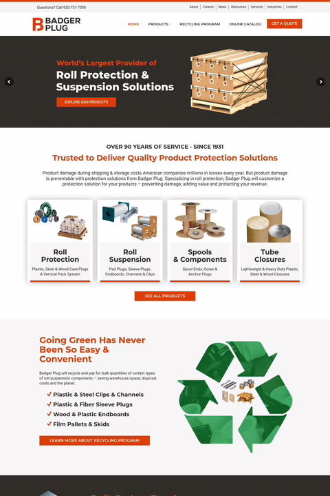 Badger Plug Company Homepage 1440px