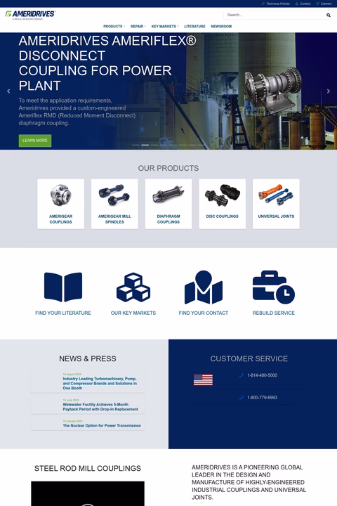 Ameridrives International Homepage 1440px