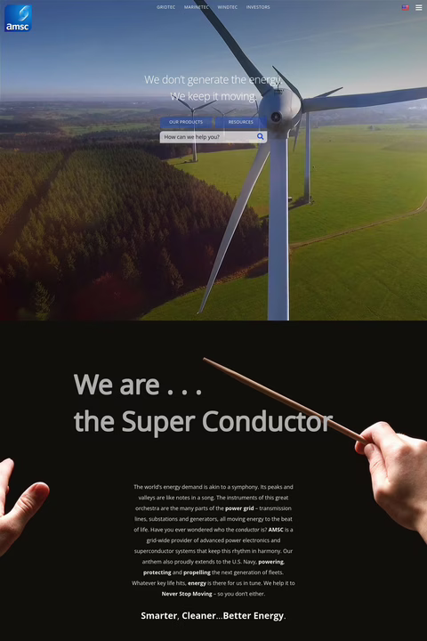 American Superconductor Homepage 1440px