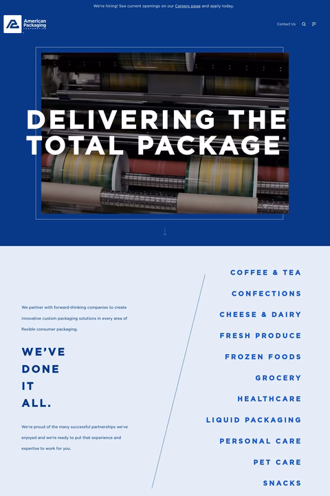 American Packaging Corporation Homepage 1440px