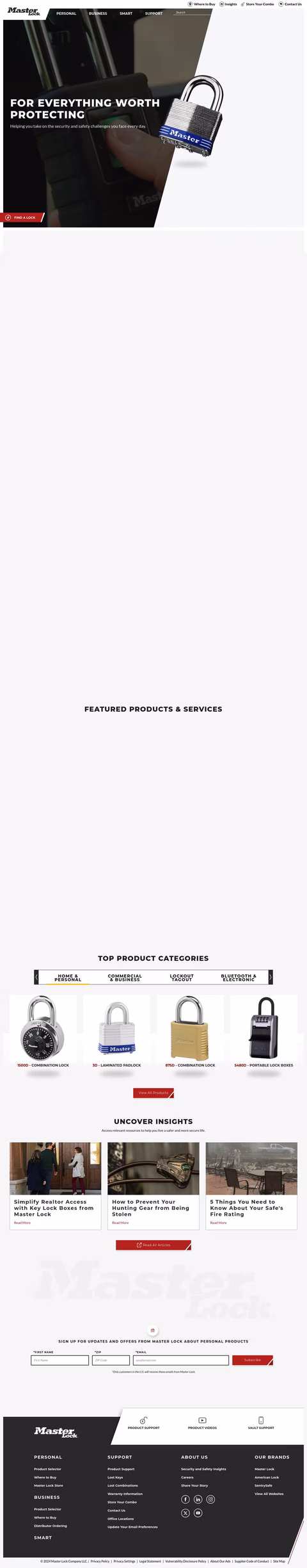 Master Lock Homepage 1440px
