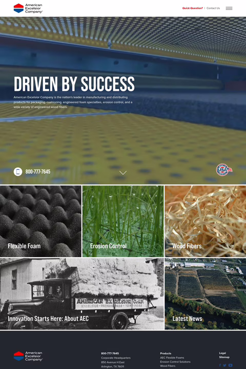 American Excelsior Company Homepage 1440px