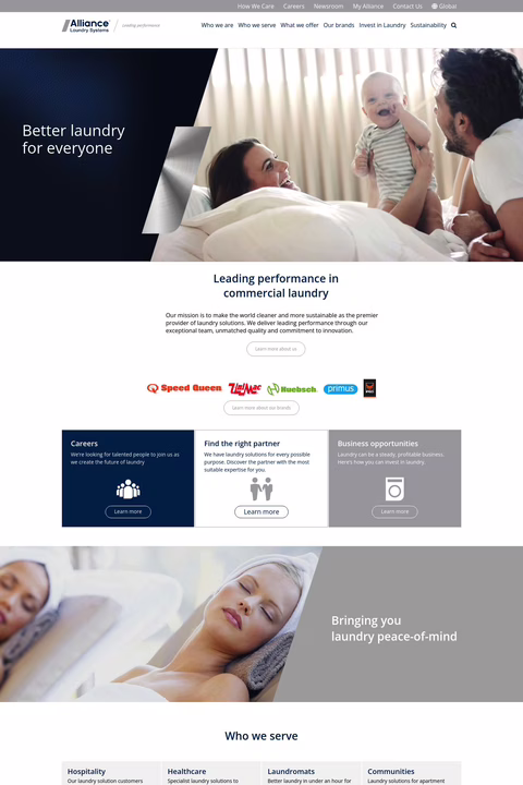 Alliance Laundry Systems Homepage 1440px