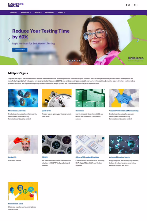 Millipore Sigma Homepage 1440px