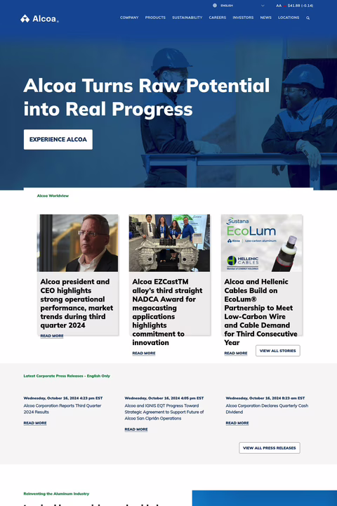 Alcoa Homepage 1440px