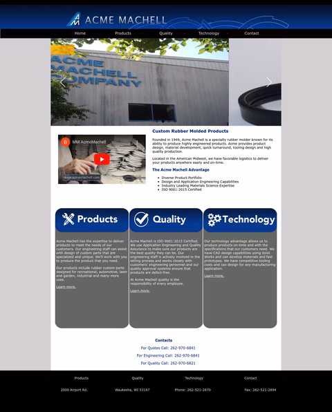 Acme Machell Company Homepage 1440px