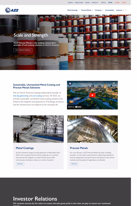 Azz Inc Homepage 1440px