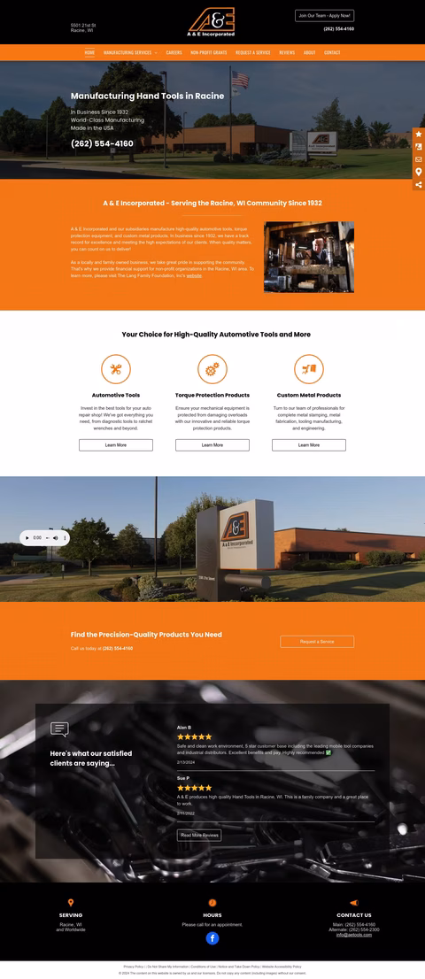 A E Incorporated Homepage 1440px