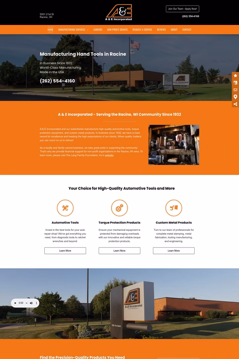 A E Incorporated Homepage 1440px