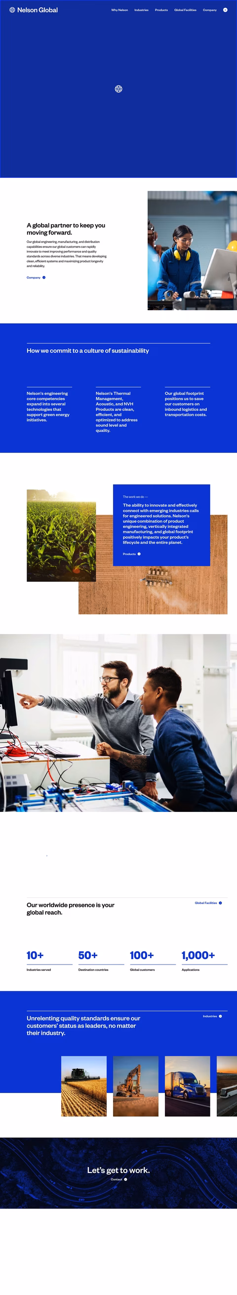 Nelson Global Products Homepage 1440px