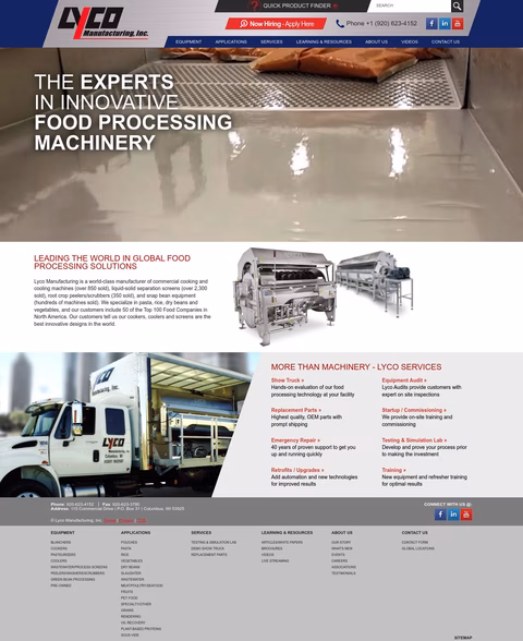 Lyco Manufacturing Homepage 1440px