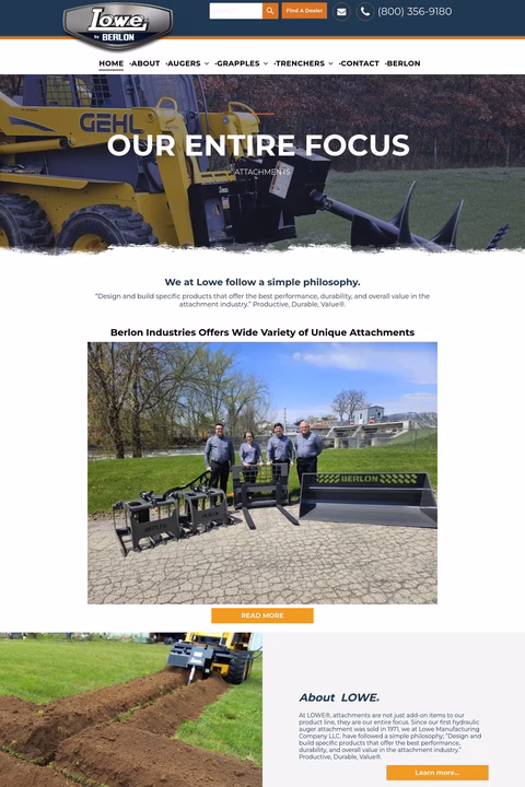 Lowe Manufacturing Company Homepage 1440px