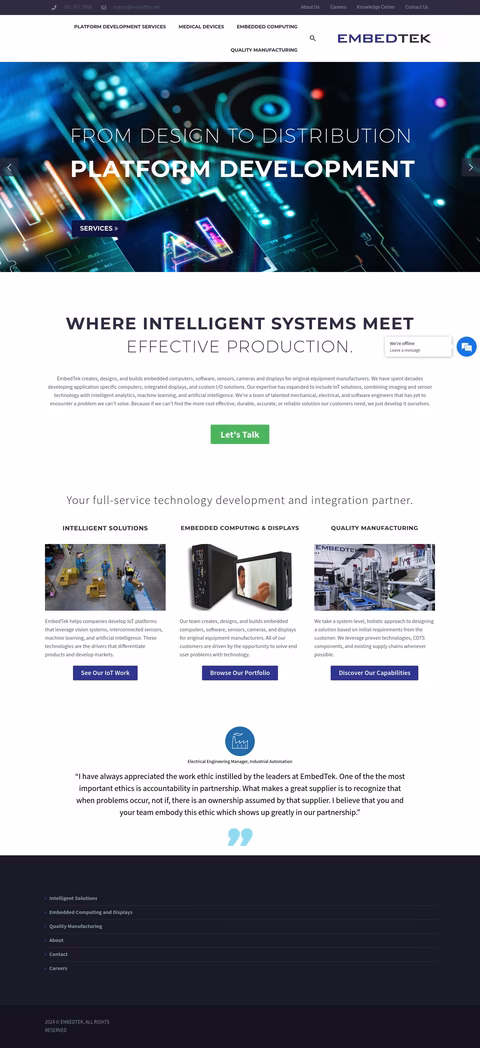 Embedtek Homepage 1440px