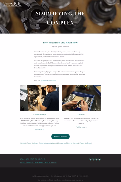 A-R-E-Manufacturing Homepage 1440px