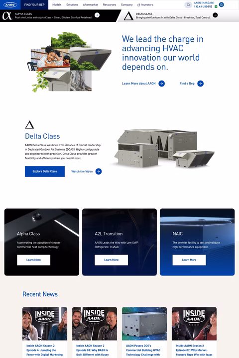 Aaon Homepage 1440px