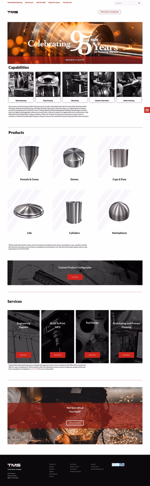 Toledo Metal Spinning Homepage 1440px