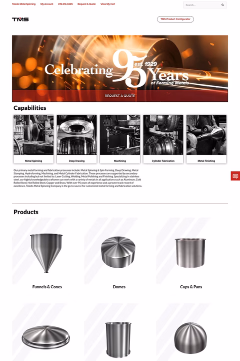 Toledo Metal Spinning Homepage 1440px