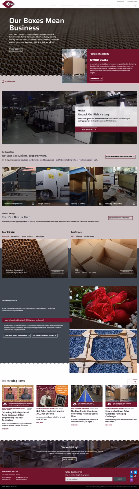 Acme-Corrugated-Box Homepage 1440px