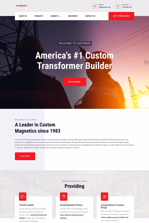 Acutran-Custom-Transformers Homepage 1440px