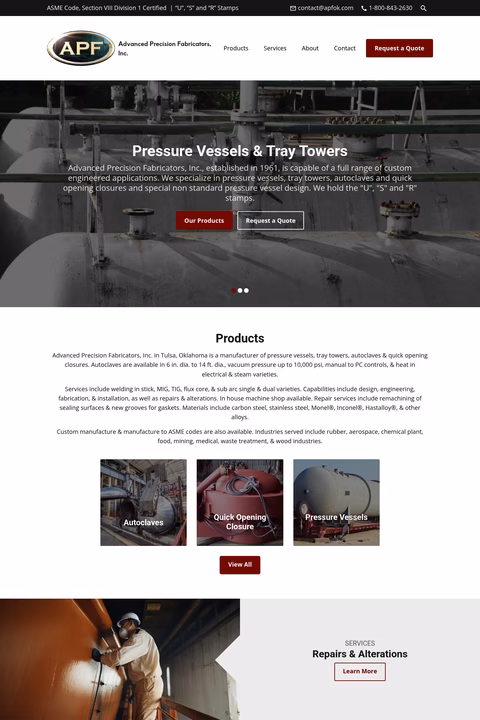 Advanced-Precision-Fabricators Homepage 1440px