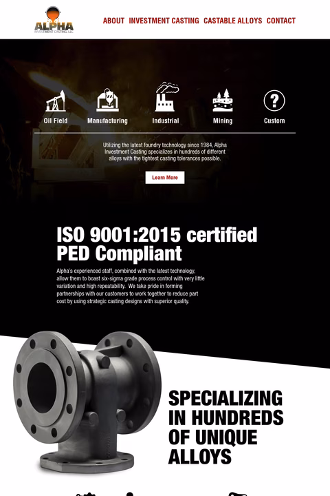 Alpha-Investment-Casting Homepage 1440px