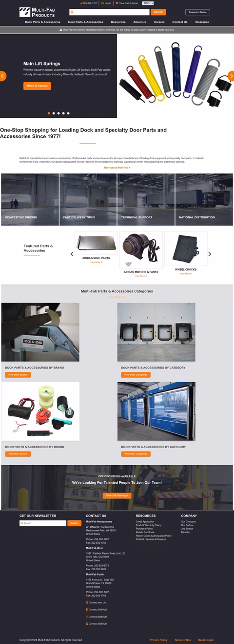 Multi Fab Products Homepage 1440px