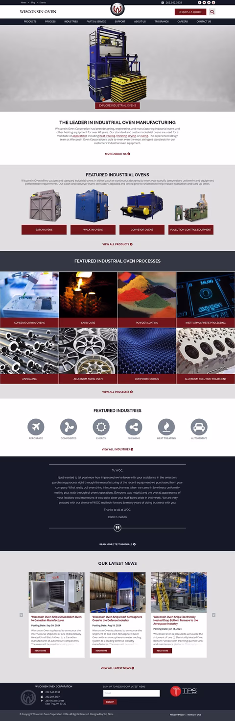 Wisconsin Oven Homepage 1440px