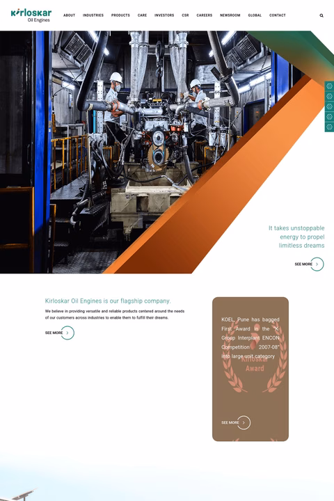 Kirloskar Oil Engines Homepage 1440px