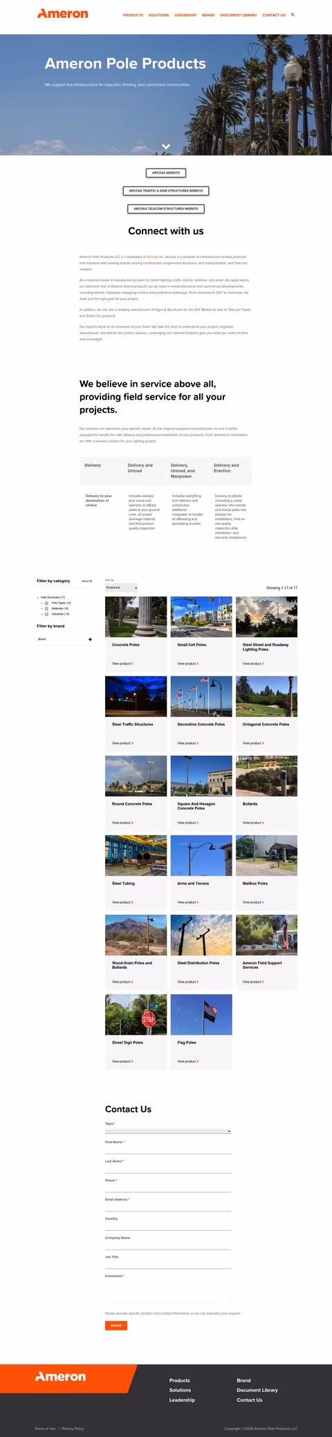 Ameron-Pole-Products Homepage 1440px