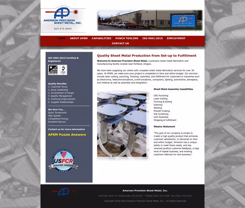 Amerson-Precision-Sheet-Metal Homepage 1440px