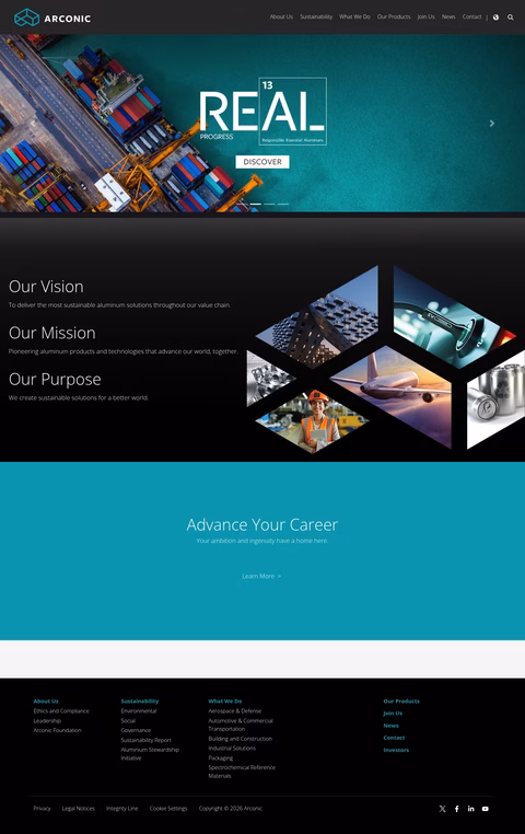 Arconic Homepage 1440px