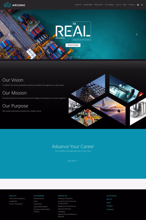 Arconic Homepage 1440px