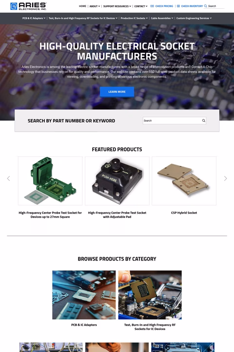 Aries-Electronics Homepage 1440px