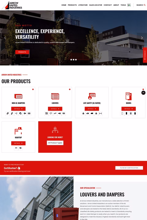 Arrow-United-Industries Homepage 1440px