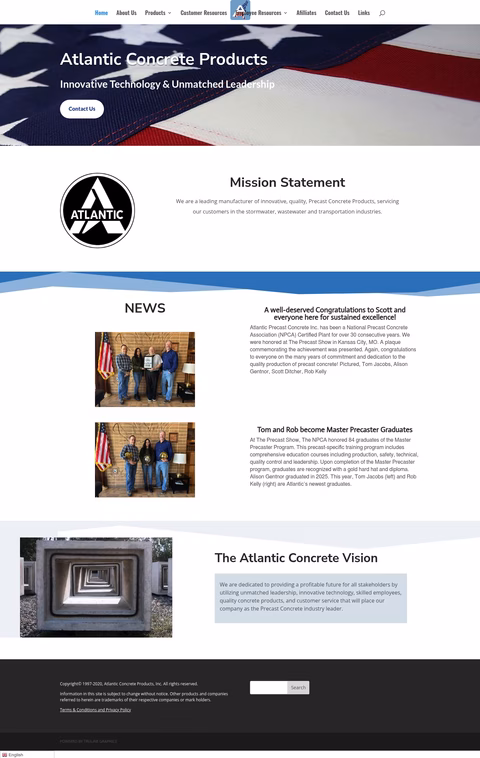 Atlantic-Concrete-Products Homepage 1440px