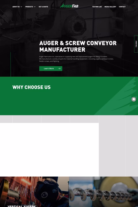 Auger-Fabrication Homepage 1440px