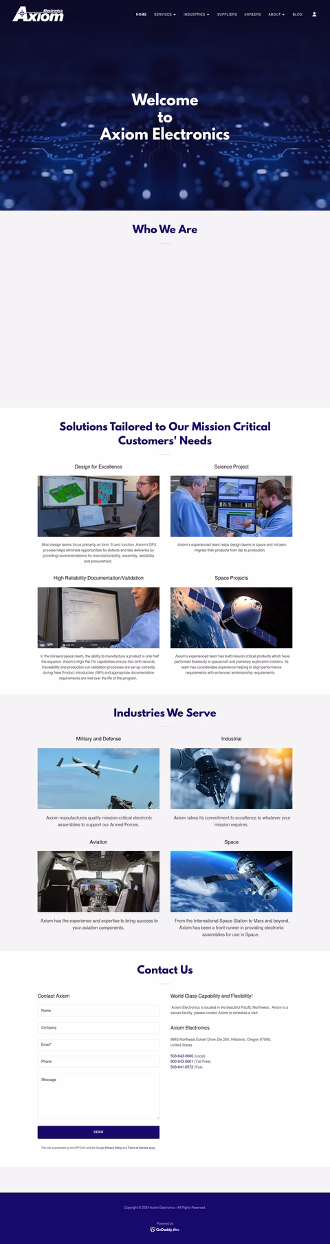 Axiom-Electronics Homepage 1440px