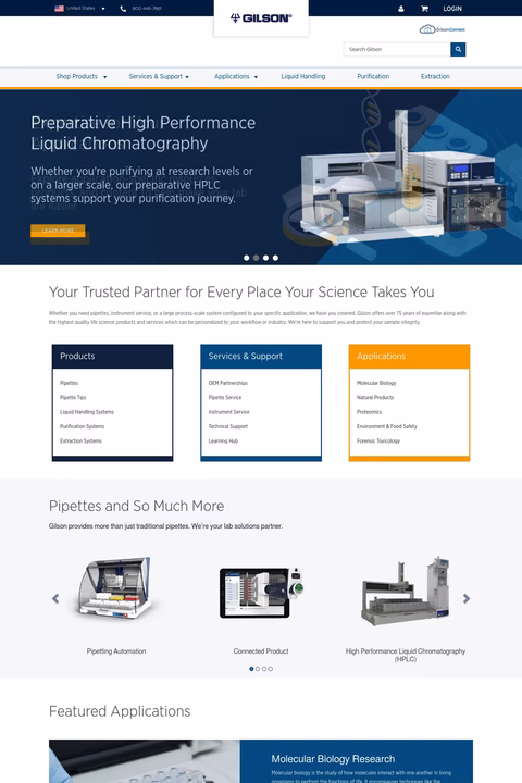 Gilson Incorporated Homepage 1440px