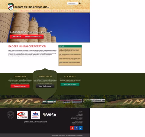 Badger Mining Corporation Homepage 1440px