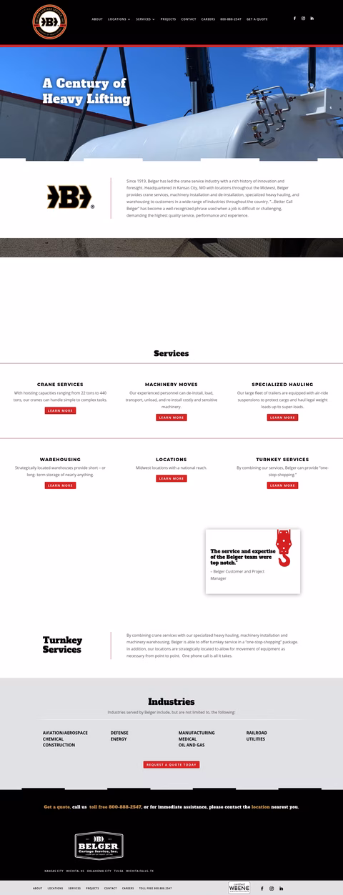 Belger-Cartage-Services Homepage 1440px