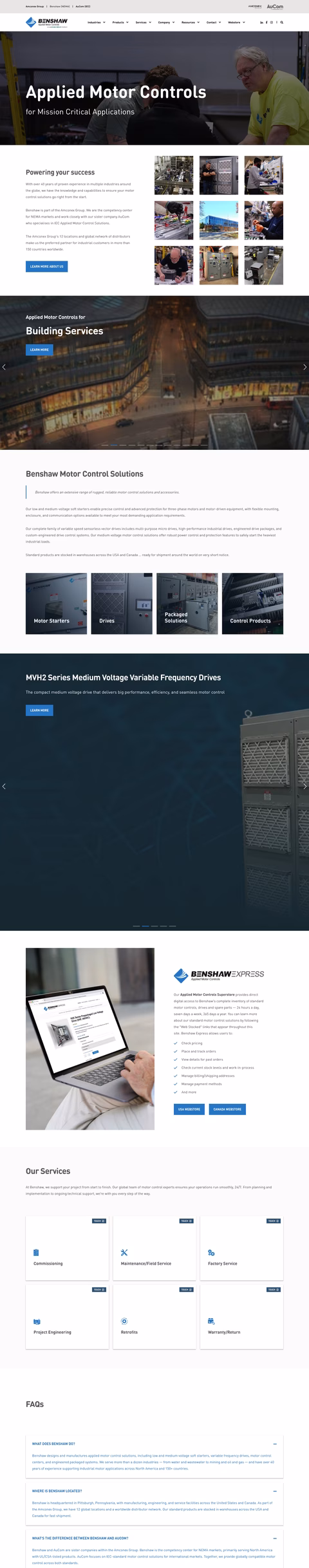 Benshaw-Applied-Motor-Controls Homepage 1440px